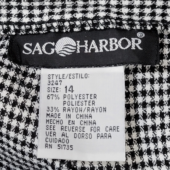 Vintage Sag Harbor Black Checkered Print High Waisted Wide Leg Shorts Size 14 - Picture 6 of 7